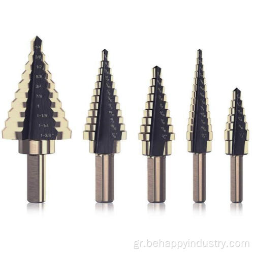 5pcs Titanium Coated Step Drill Bit